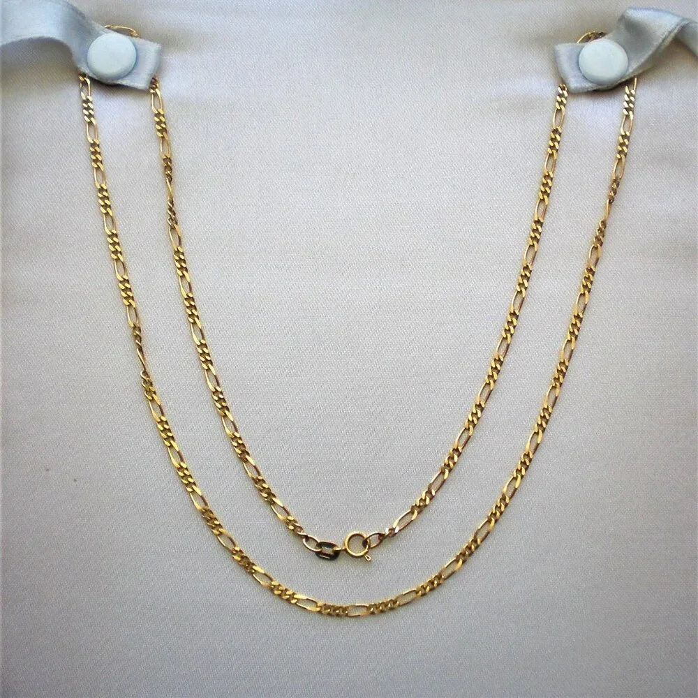 Designer Israel Solid 14K Yellow Gold Figaro Link Necklace Chain 14kt 20